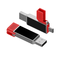 Nieuwe Fashion USB 3.0 Flash Drive met LED-verlichting voor Type-C telefoons, aanpasbaar logo, zwart/zilver