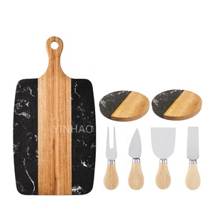 Yinhao Nieuw Pakket Housewarming Nieuwe Huisgeschenken Marmeren Houten Kaasplanken Hout Marmer Charcuterie Board Cadeau Set - Product Image 1