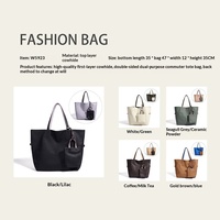 Sac fourre-tout de luxe en cuir véritable double face, style urbain simple, grande capacité, fermeture ouverte, idéal pour l'été