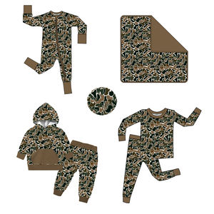 Jaket tidur anak laki-laki, piyama Retro bebek Camo bayi laki-laki Bling pakaian <span class=keywords><strong>2</strong></span> cara ritsleting balita laki-laki bambu Zippy - Product Image 1