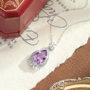 Collier pendentif en pierre naturelle de haute qualité, 9 pierres de 10*14mm en forme de poire, argent sterling 925, bijoux élégants pour femmes, à porter en soirée - Product Image 3
