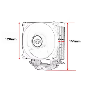 QiuzAim 120mm 2011 Universal <span class=keywords><strong>CPU</strong></span> <span class=keywords><strong>Cooler</strong></span> 4 Tubos de calor X99 2011-V3 AM4/AM5 Fácil instalación Viento de alta velocidad - Product Image 6