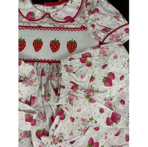 Conjunto de Vestido de Verano para Bebé Niña con Estampado Floral de Fresas y Mangas Cortas, con Braguitas, de Algodón, para Dormir - Product Image 6