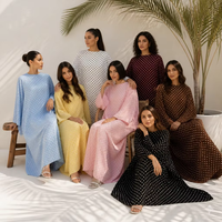 Abaya pour femmes musulmanes, style Dubaï, imprimé à pois, manches longues, robe maxi ample, robe islamique décontractée Dubaï, plusieurs couleurs