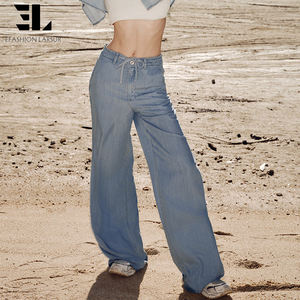 <span class=keywords><strong>Pantalones</strong></span> Vaqueros Holgados de Lyocell Suave y Ecológico de Fábrica Personalizada LARSUR, <span class=keywords><strong>Pantalones</strong></span> de Mezclilla Rectos y Desgastados para <span class=keywords><strong>Mujer</strong></span> - Product Image 4