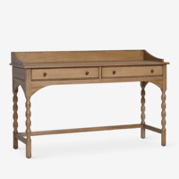 Console d'écriture et de maquillage moderne en chêne naturel français avec tiroirs pour chambre à coucher