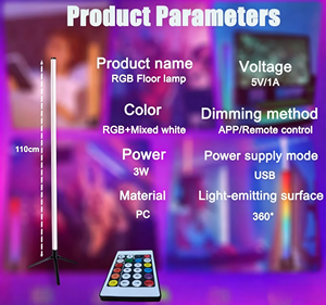 Lampe de sol intelligente RGB, lumière rythmique à détection musicale, lampe sur pied LED à intensité variable pour salon, salle de jeux, camping en plein air - Product Image 2