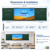 Tableau interactif intelligent 86 pouces à double système Android Windows 4K pour conférence avec fonction tableau noir