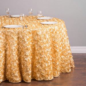 Mantel Redondo de Poliéster Satinado de Alta Gama de 305 cm con Bordado 3D de Rosas para Fiestas y Eventos Promocionales - Product Image 2
