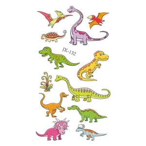 Stiker tato kartun warna-warni baru grosir stiker tato sekali pakai dinosaurus roket hiu mobil