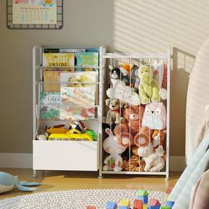 Estantes de libros multifunción para guardería con caja de juguetes de cuero y organizador de juguetes para exhibición de libros, estante de almacenamiento para sala de juegos - Product Image 5