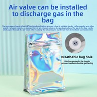 Sac en plastique pour grains de café, impression gravure personnalisée, 250g, résistant à l'humidité, fond carré avec valve et effet hologramme laser