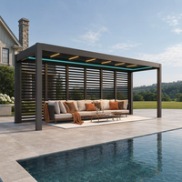 Pergola motorisée en aluminium imperméable, coupe-vent et écologique pour balcon, utilisable en toutes saisons, avec panneaux d'enceinte amovibles