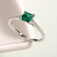 Bague de fiançailles en argent Sterling 925, bague d'émeraude turque carrée de luxe à la mode