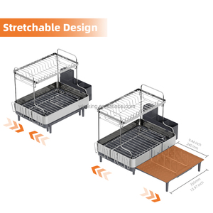 WIREKING <span class=keywords><strong>Escurridor</strong></span> de <span class=keywords><strong>Platos</strong></span> de Acero Inoxidable de 2 Niveles Extensibles con Soporte para Cubiertos para Fregadero de Cocina - Product Image 6