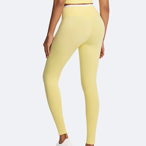OEM Custom High Elastic Shaping Hip Lifting Contrast Spliced <strong>Lace</strong> <strong>Trim</strong> V Waist Slimming Women <strong>Leggings</strong> for Yoga Daily Sports - Product Image 2