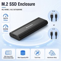 Carcasa M.2 NVME y SATA de Doble Protocolo, Carcasa para SSD M.2 NVME/NGFF SATA, 10 Gbps, Tipo C, SATA NVME M.2 2230 2242 2260 2280