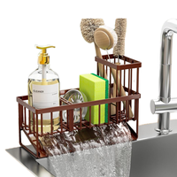 Organisateur d'évier de cuisine en acier inoxydable Porte-brosse haut Évier antirouille Caddy Accessoires Support de rangement Supports en métal