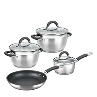 Ensemble de 7 ustensiles de cuisine modernes et écologiques en acier inoxydable, casseroles, faitouts, poêles, poignées en silicone, sans revêtement, compatibles lave-vaisselle