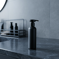 Flacon pompe en plastique HDPE noir mat vide pour lotion, shampoing, gel douche, distributeur de savon liquide cosmétique