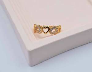 Anel de laton de ouro para casamento, anel de laton de ouro 18k, anel de compromisso de diamante ajustável para mulheres - Product Image 6