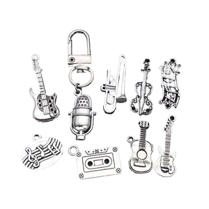 Pendentifs d'instruments de musique en argent antique Symboles de musique vintage DIY Bracelet Porte-clés Accessoires <span class=keywords><strong>Instrument</strong></span> de musique en alliage - Product Image 3