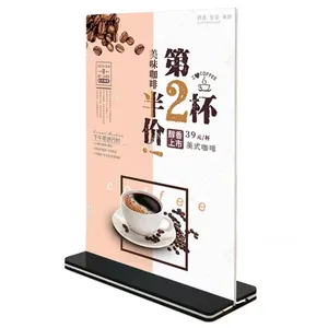 T Shape Clear Acrylic Sign Holder Table Menu Stand Card