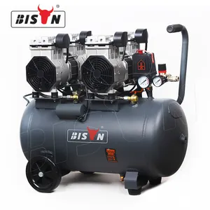 Bison China Stille Zuiger Type Air Compressor 8Bar 230V 12.5 Gallon Olievrije Luchtcompressor