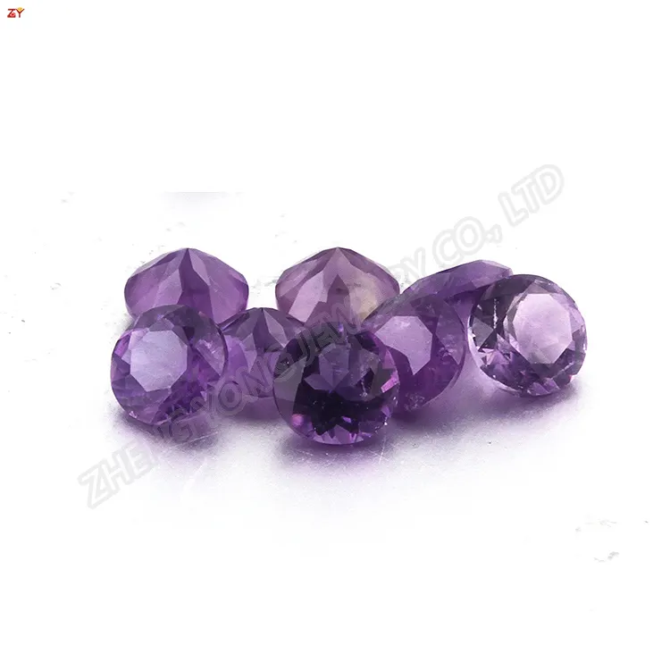 アメジスト宝石100% 紫クリスタルファセットアメジスト1.5mmストーンラウンドブリリアントカット天然ジュエリー作り用