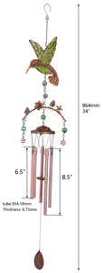Металлические ветряные колокольчики OEM в форме бабочки, алюминиевые трубки, антикварные ветряные колокольчики в форме бабочки для наружного украшения