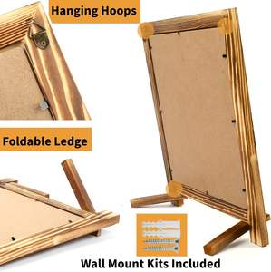 Tablero de tiza magnética para colgar en la pared, tablero de <span class=keywords><strong>caballete</strong></span> negro de mesa con marco de madera pequeño plegable de pie - Product Image 6