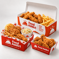 Boîte à emporter en papier kraft écologique personnalisée pour poulet frit, frites, ailes de poulet, snacks, emballage pour restauration rapide, contenant pour restaurant
