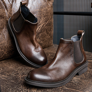 Botas de Tobillo de Cuero Genuino para Hombre, Estilo Retro, Cómodas, Resistentes, Antideslizantes, de Media Caña, Casuales de Negocios, Gran Venta - Product Image 3