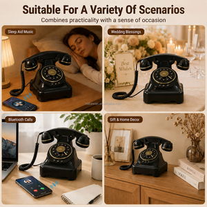 Téléphone de bureau rétro Bluetooth prêt à être expédié, prend en charge l'assistant vocal, téléphones filaires de style rétro, vente en gros - Product Image 6
