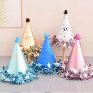 Sombreros de Fiesta Brillantes con Pompones, Bolas <span class=keywords><strong>Peludas</strong></span> y Borlas, Decoración de Estrellas para Cumpleaños, Baby Shower, Navidad - Product Image 2