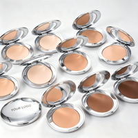 Poudre compacte matifiante longue tenue, vegan, anti-brillance, waterproof, pour le maquillage, fabriquée en usine OEM.