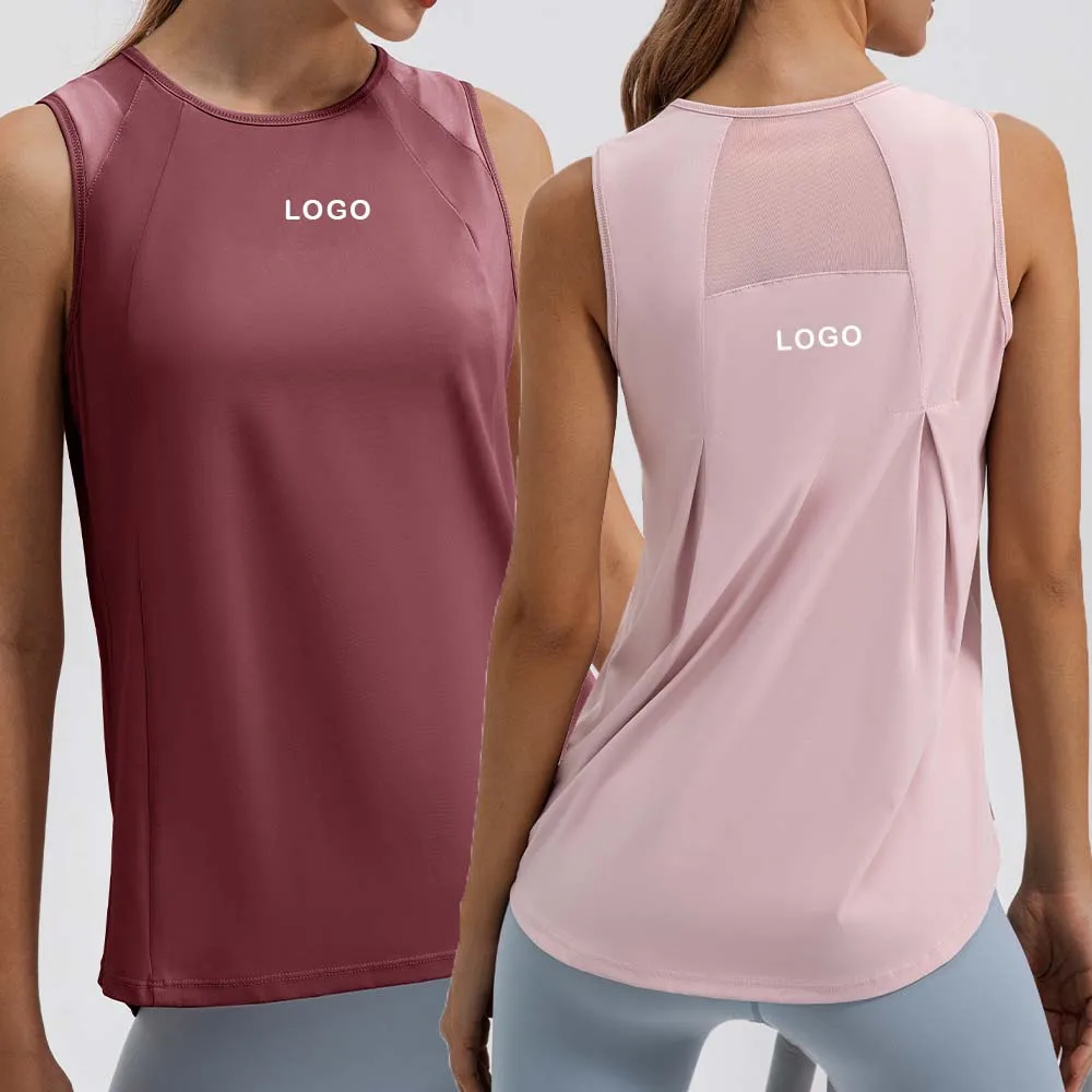 Soft Skin Friendly Fabric Women's Casual Breathable Round Neck Sleeveless Yoga T-Shirt