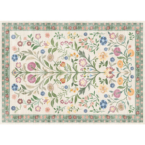 Tapis de salon EIFFEL HOME, style bohème américain rétro, motif floral, polyester, lavable en machine, pour salon, canapé et table basse - Product Image 2