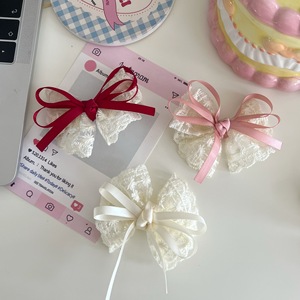 Spitzenband-Haarspange Elegante Schleifenknoten-Haarklammer Mädchenhafter Weißer Seitenclip Kopfschmuck Japanischer und Koreanischer Stil Kinder Günstig Großhandel - Product Image 3