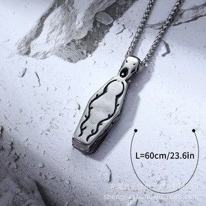 Titanium Steel Skull Coffin Pendant Necklace Men <b>Cross</b> Design SP1045 - Product Image 3
