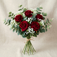 Vente flash : Boule de fleurs artificielles en soie bordeaux de 50 cm, centre de table pour mariage, arrangement de roses fait main pour la Saint-Valentin