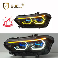 Feux avant de style laser à double couleur SJC Auto DRL pour BMW X5 G05 G18 19-22, lampes avant noires, accessoires d'éclairage automobile