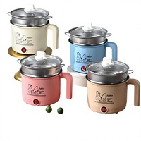 Mini-mijoteuse électrique coréenne à faible consommation, capacité 1-2L, pour nouilles instantanées/pâtes, corps en plastique, commande par bouton-poussoir