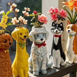 Vase à fleurs en résine en forme <span class=keywords><strong>de</strong></span> chien <span class=keywords><strong>de</strong></span> dessin animé, mignon, personnalisé, en gros, pour la décoration <span class=keywords><strong>de</strong></span> la <span class=keywords><strong>maison</strong></span>, <span class=keywords><strong>pot</strong></span> <span class=keywords><strong>de</strong></span> fleurs en forme d'animal pour fleurs séchées, ornement <span class=keywords><strong>de</strong></span> bureau - Product Image 3