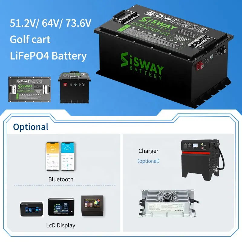 51.2V105ah Lifepo4 Battery With LCD Screen 48v 64V 72v 105ah Lithium Ion Battery Pack For golf cart