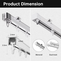 YIJIALE OEM&ODM Rail de rideau de 175,6 pouces pour séparateur de pièce, rail de rideau blanc avec accessoires