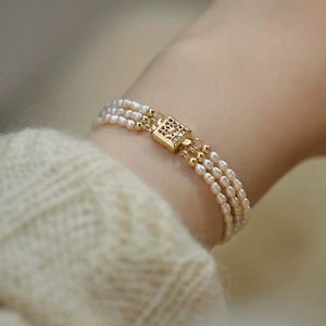 <span class=keywords><strong>Pulseras</strong></span> de Cuentas <span class=keywords><strong>para</strong></span> Mujer con Diseño Geométrico, Chapadas en Oro de 14K, Aleación de Estaño y Perlas de Agua Dulce - Regalo Clásico Versátil - Product Image 5
