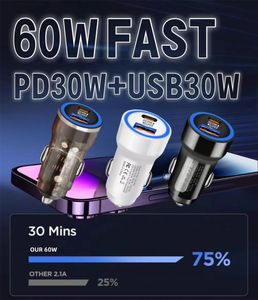 Cargador de Coche de Doble Puerto PD 30W QC 30W, Adaptador USB 30W Tipo-C 30W 60W para Encendedor de Cigarrillos, Cargador Súper Rápido para Teléfono Móvil - Product Image 2