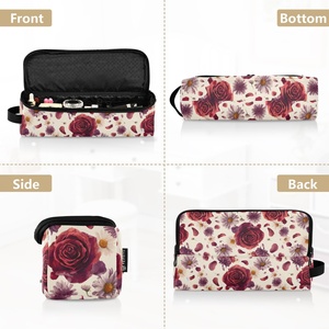 Bolsa de Viaje de Nailon con Estampado Completo, Diseño Hawaiano Vintage con Rosas Rojas, Personalizada con Asa para Rizador de Pelo - Product Image 5