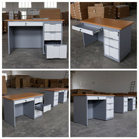 Escritorio de Oficina Moderno de Madera con 3 Cajones, Escritorio de Computadora de Metal y Acero, Muebles de Oficina para el Hogar, 120 cm